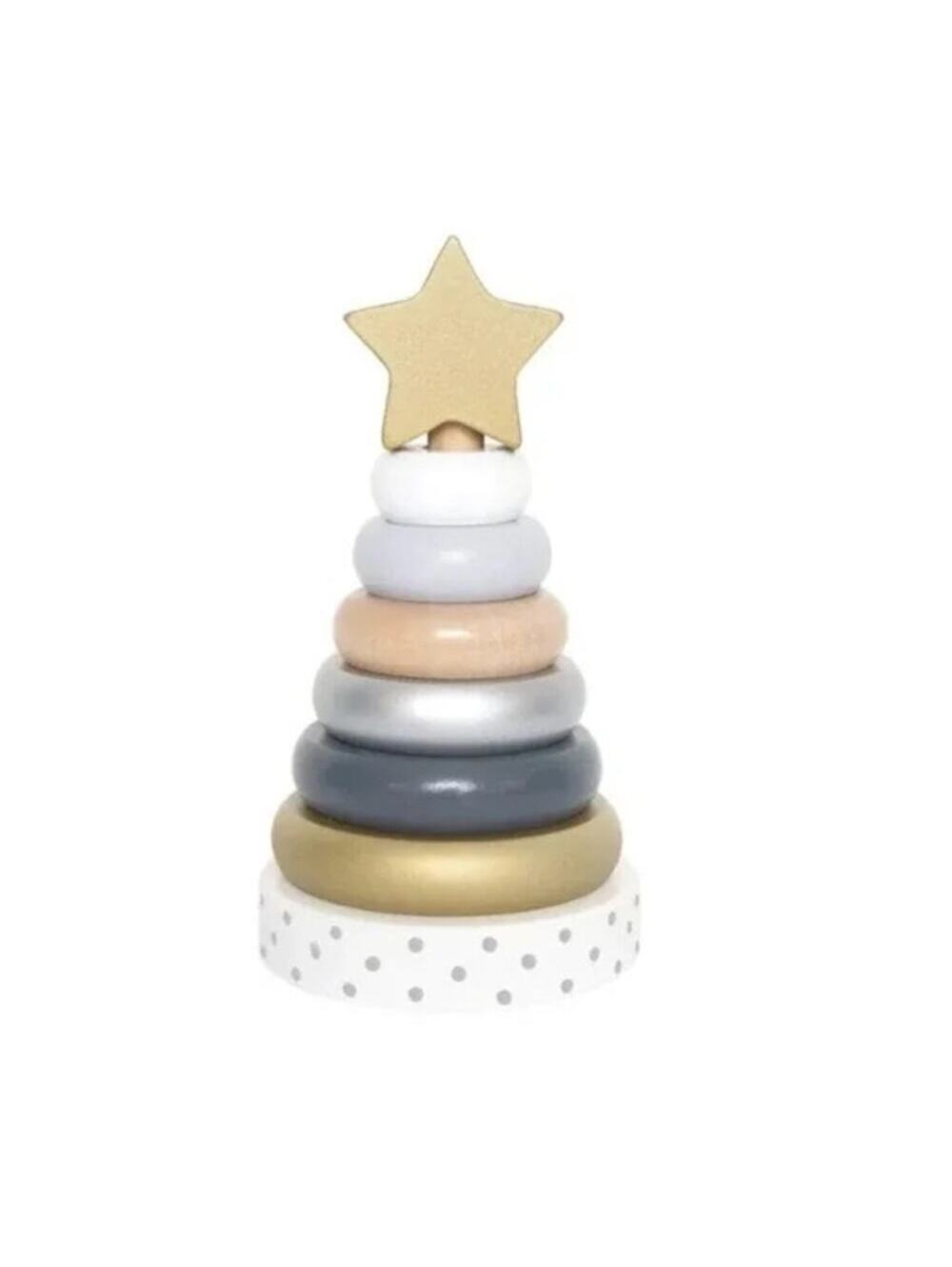 Jabadabado NWT NIB Wooden Stacking Toy Montessori Gold Metallic Star